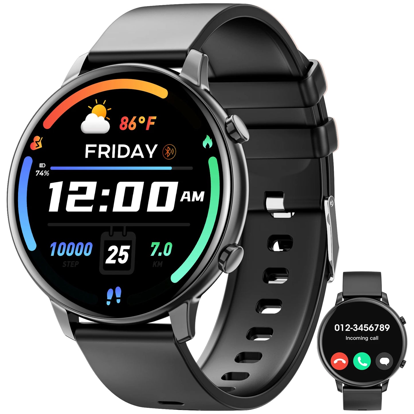 Bluetooth Round Smart Watch With Fitness And Health Tracking