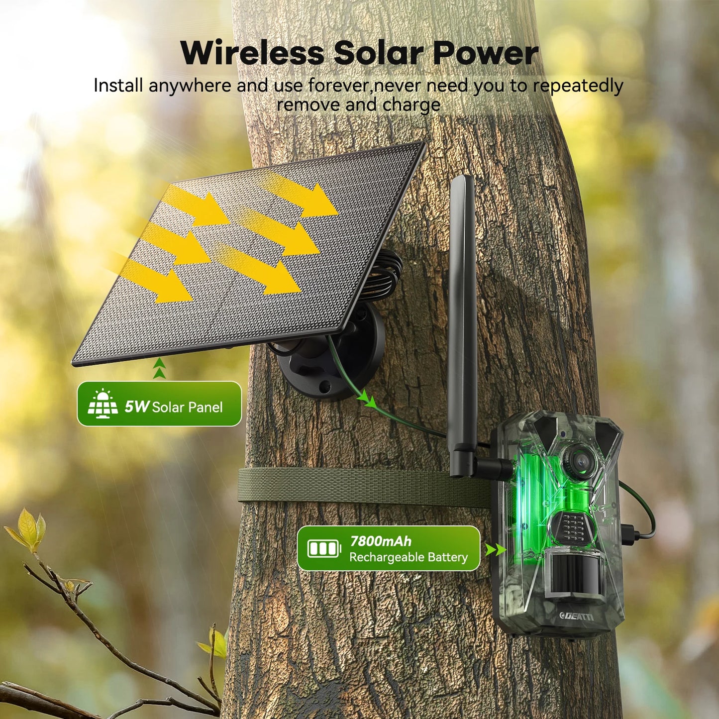 4G LTE 2.7K Solar Wildlife Camera With PIR Night Vision