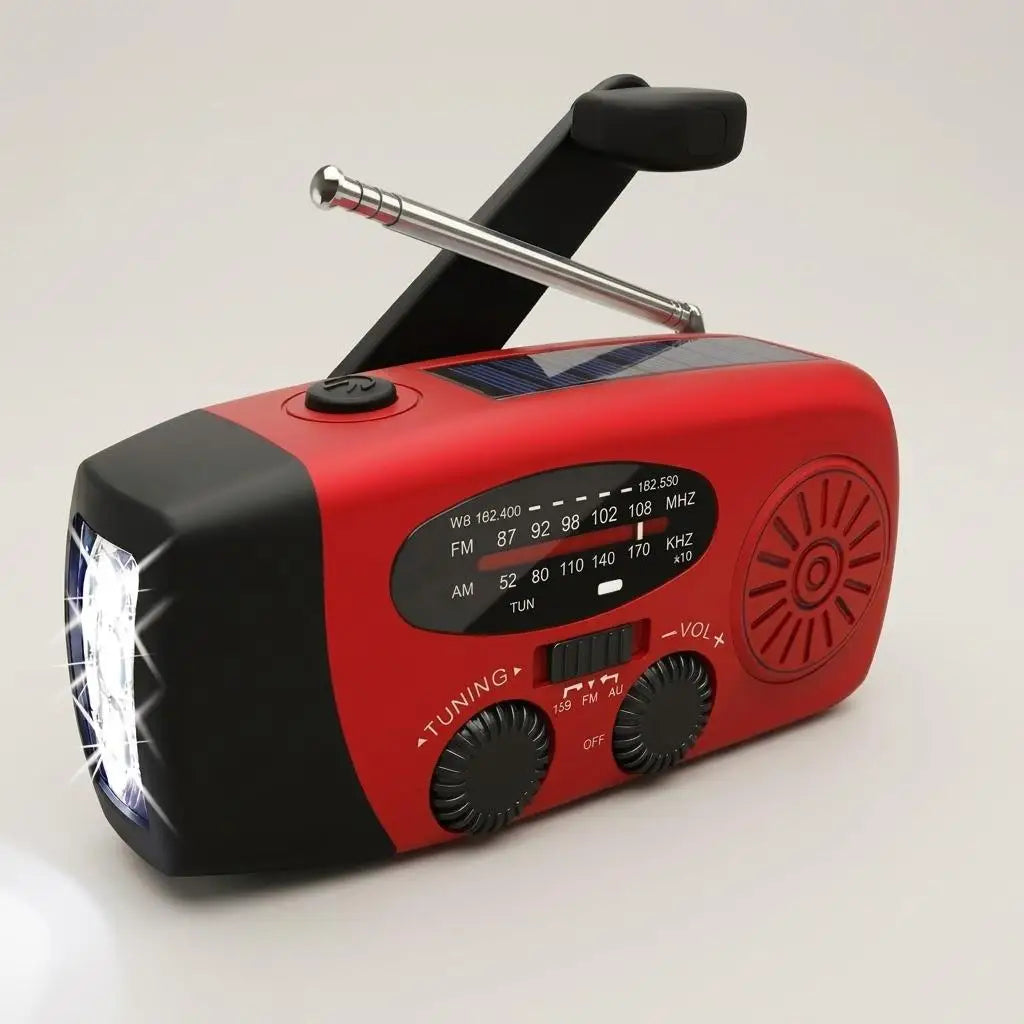 Solar Hand Crank Emergency Radio With Led Flashlight And Power Bank