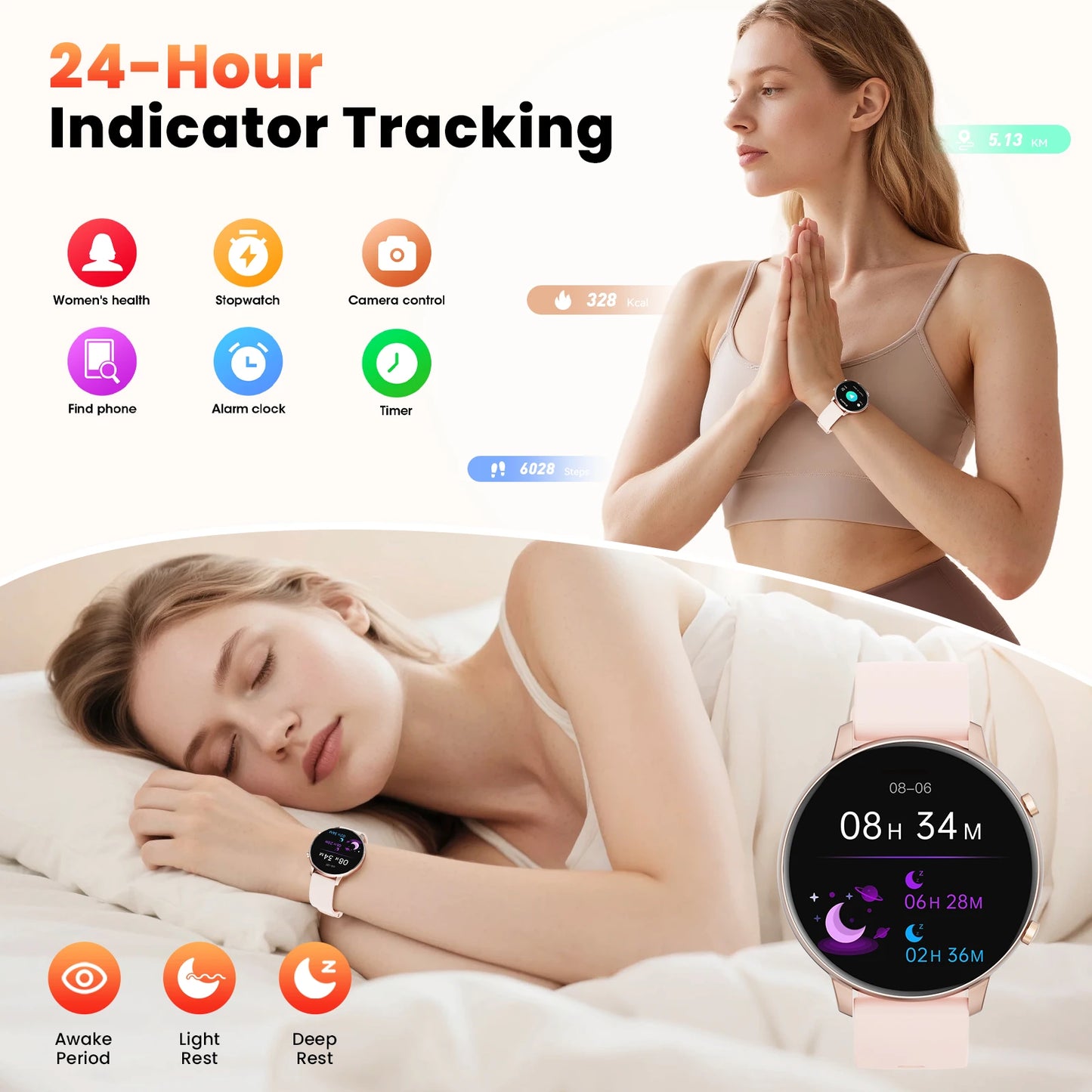 Bluetooth Round Smart Watch With Fitness And Health Tracking