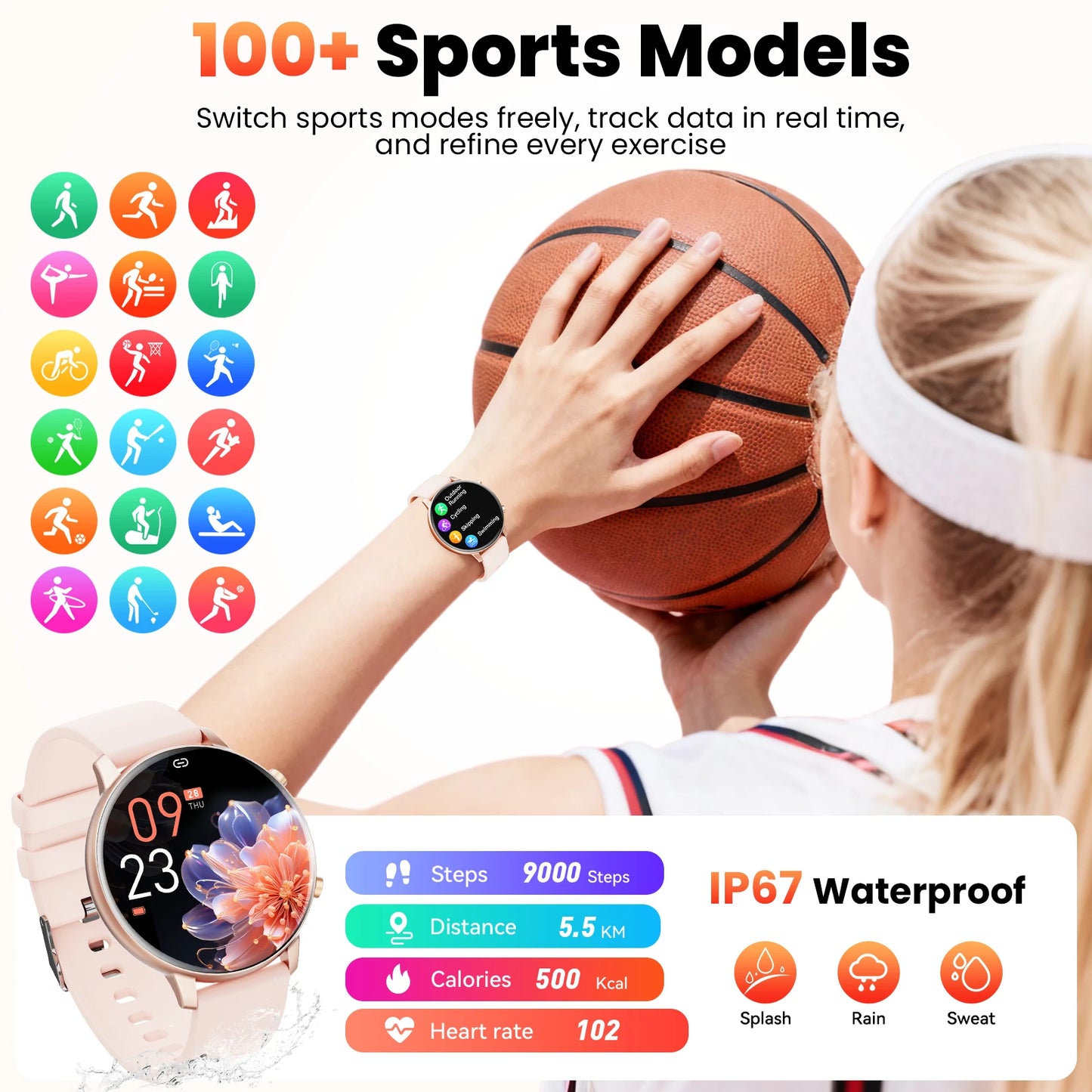 Bluetooth Round Smart Watch With Fitness And Health Tracking