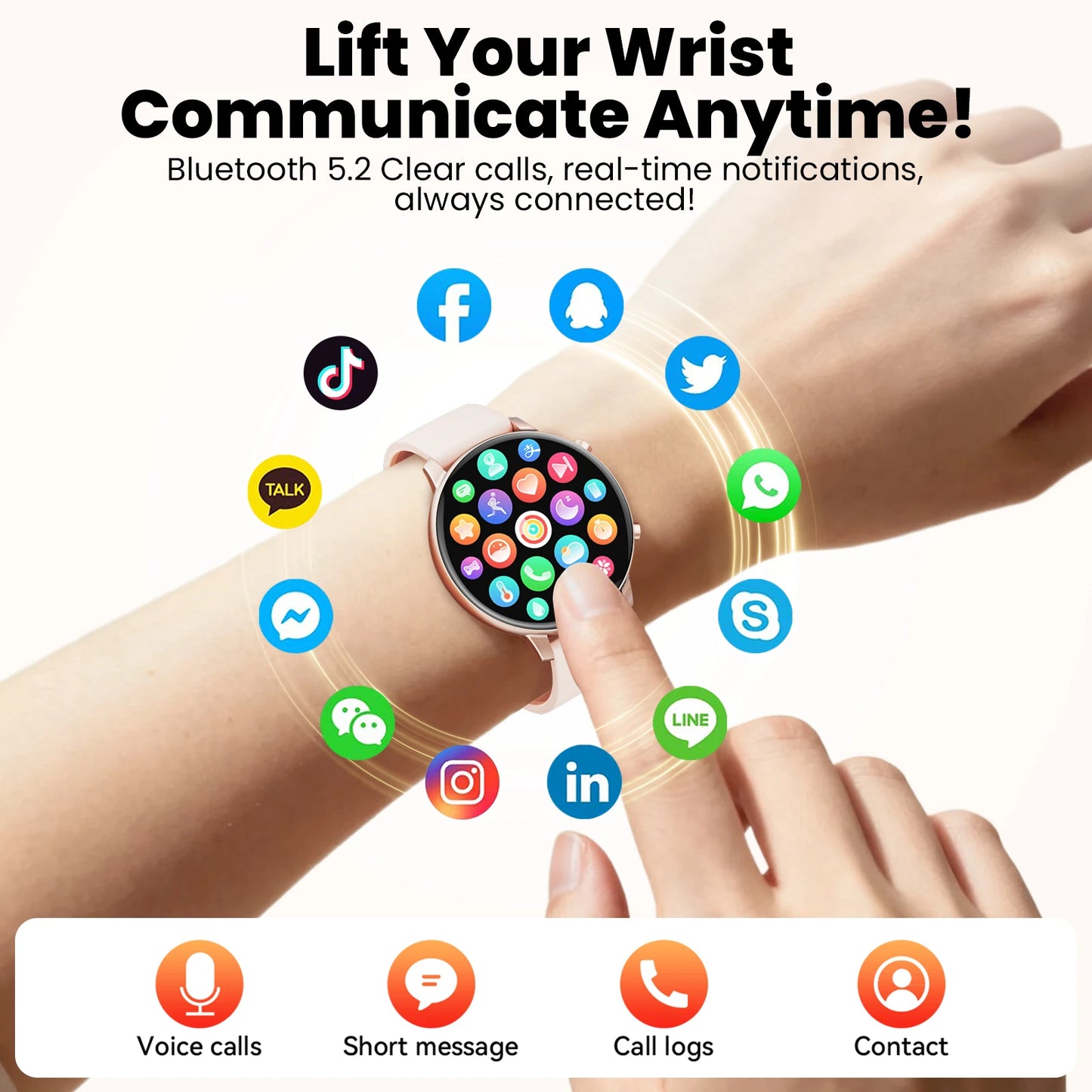 Bluetooth Round Smart Watch With Fitness And Health Tracking
