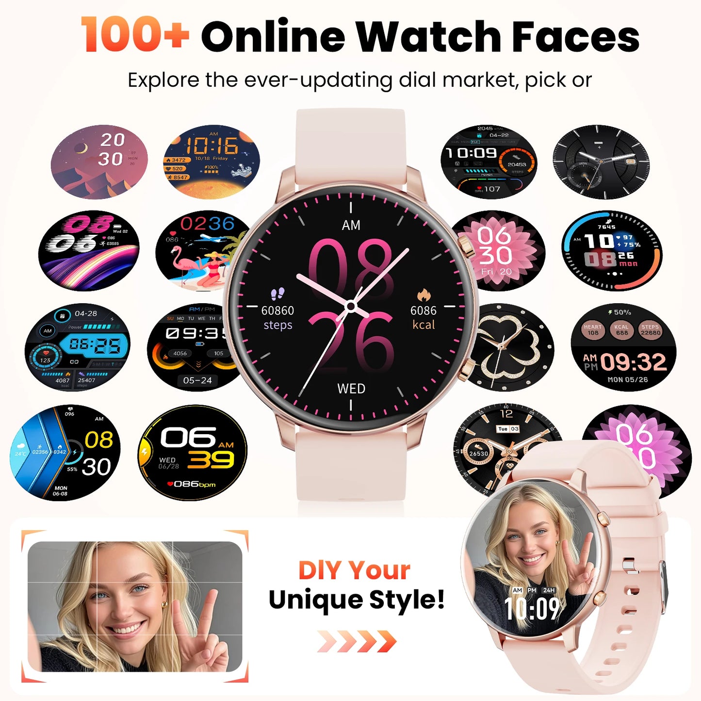 Bluetooth Round Smart Watch With Fitness And Health Tracking