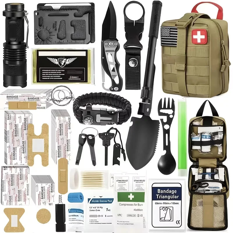 Complete Outdoor Survival and First Aid Kit for Camping