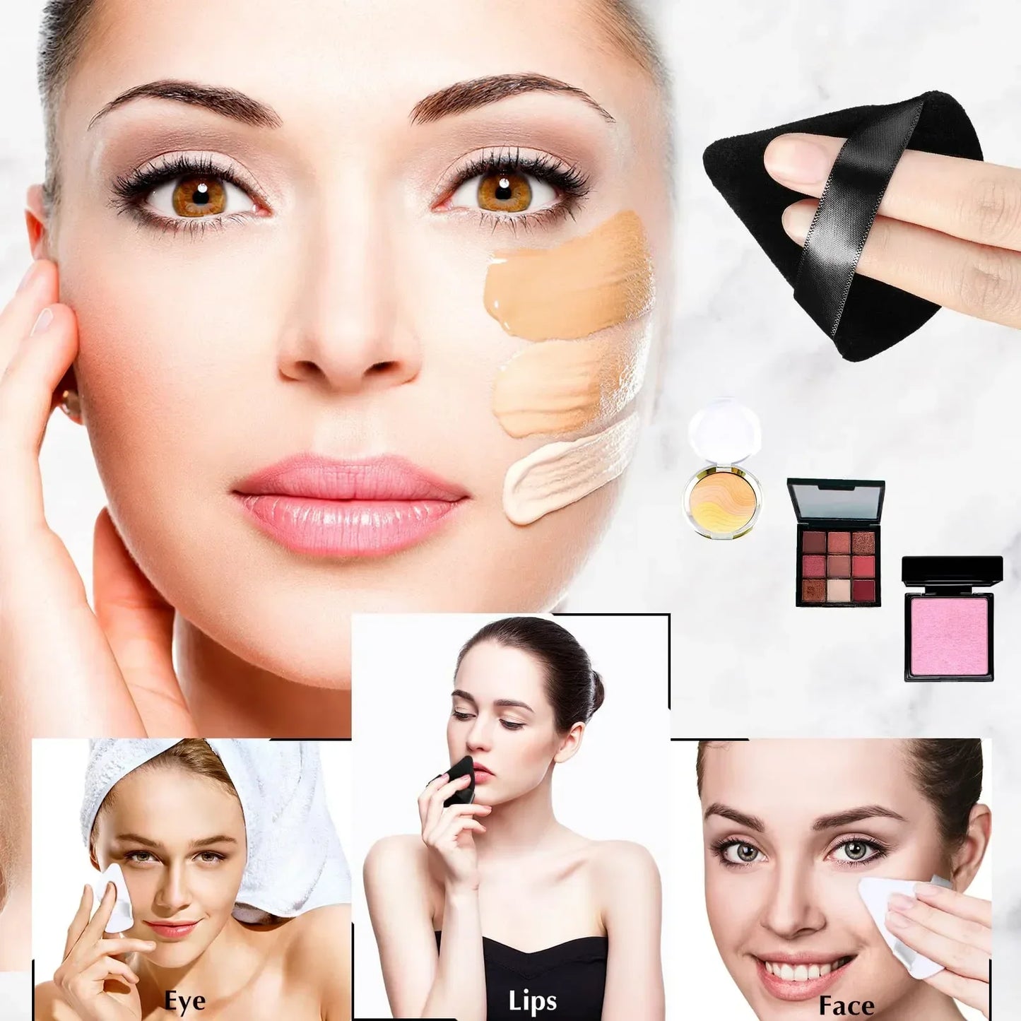 Soft Triangle Velvet Cosmetic Puff For Foundation And Contour