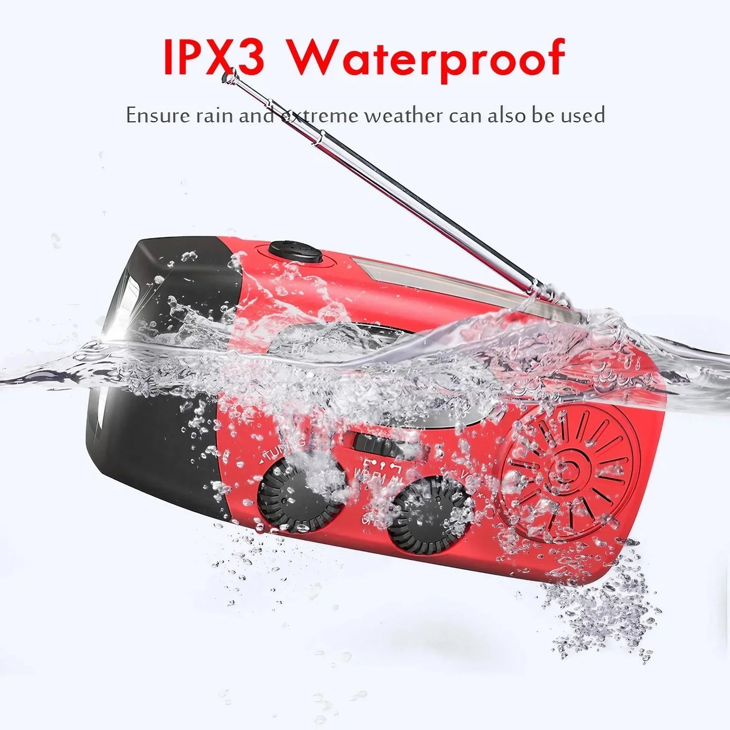 Stonego Hand Crank Solar Emergency Radio With Portable Power Bank