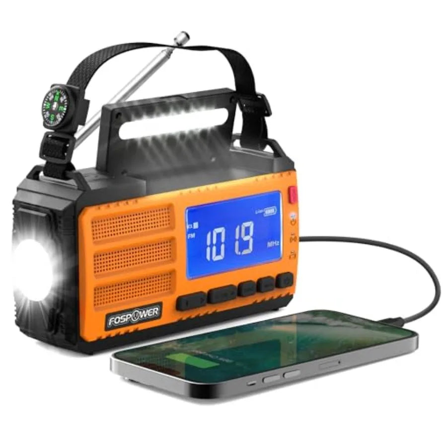 Emergency Weather Radio Hand Crank Solar Powered USB Power Bank