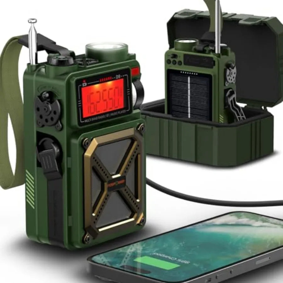 Emergency Weather Radio Hand Crank Solar Powered USB Power Bank