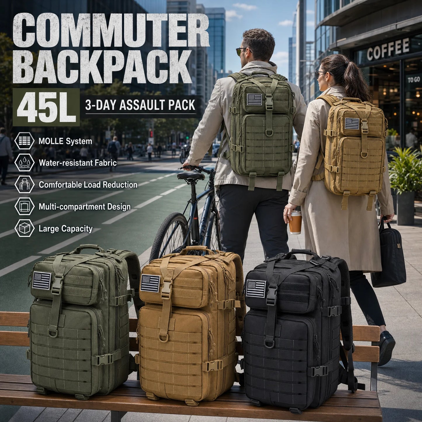ReFire Gear Molle Tactical Backpack For Outdoor Hiking Camping