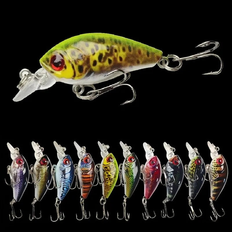 Assorted Lifelike Mini Crankbait Fishing Lures 10 Piece Set