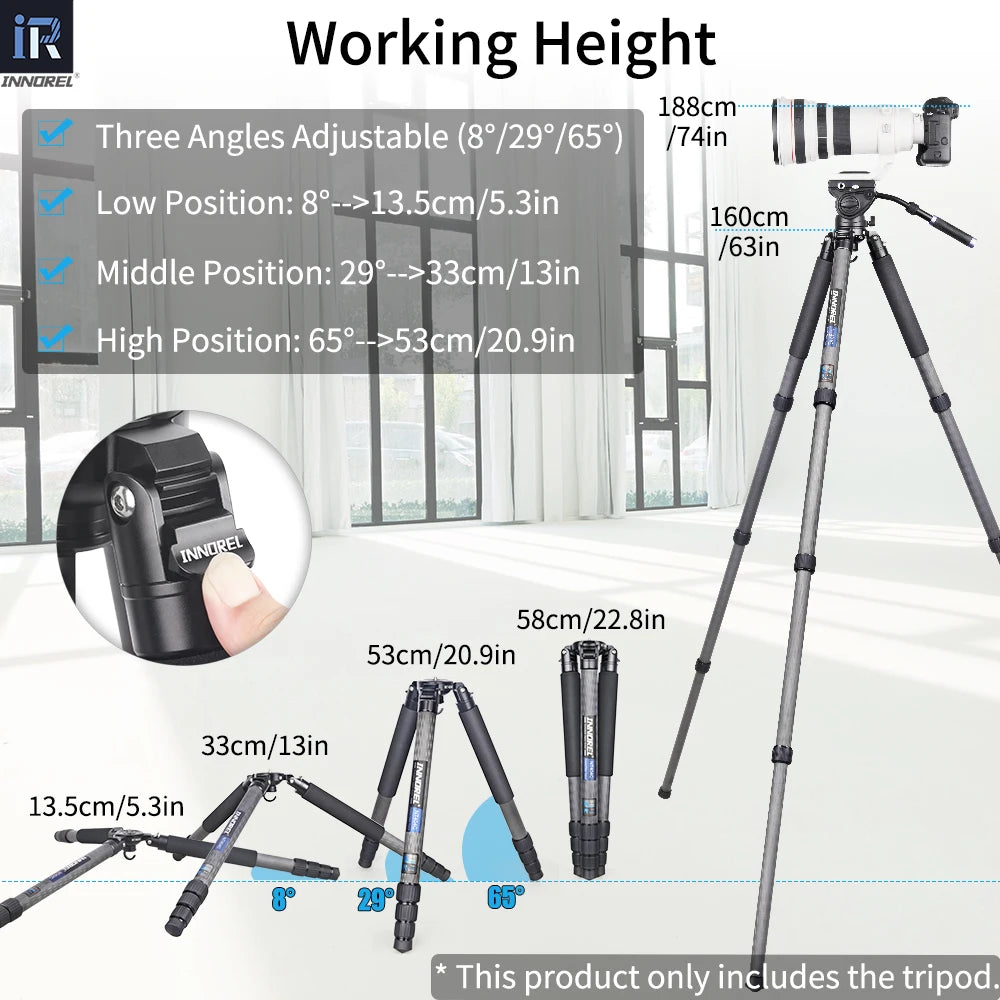 Innorel Heavy Duty Carbon Fiber Tripod For Professional Photography