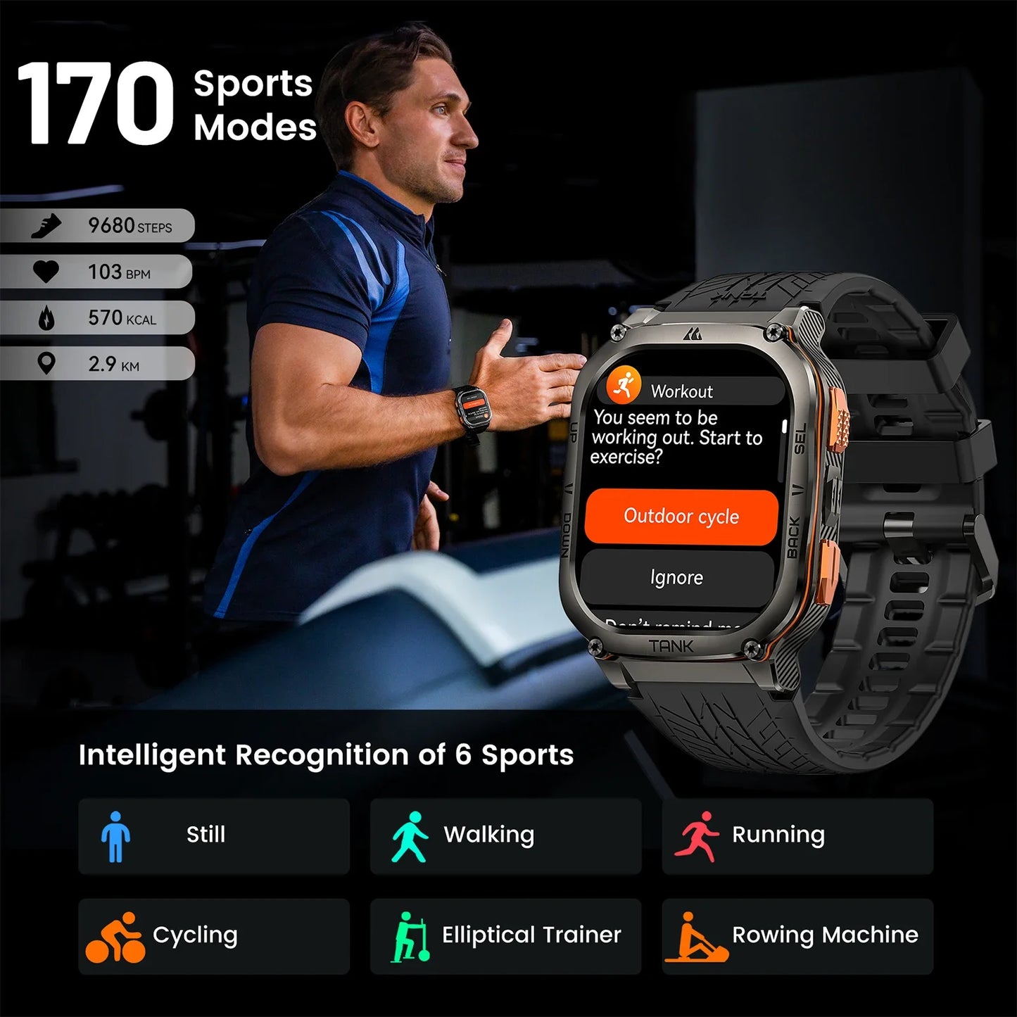 Kospet Tank M3 Ultra Gps Smartwatch Bluetooth Health Monitor Calling