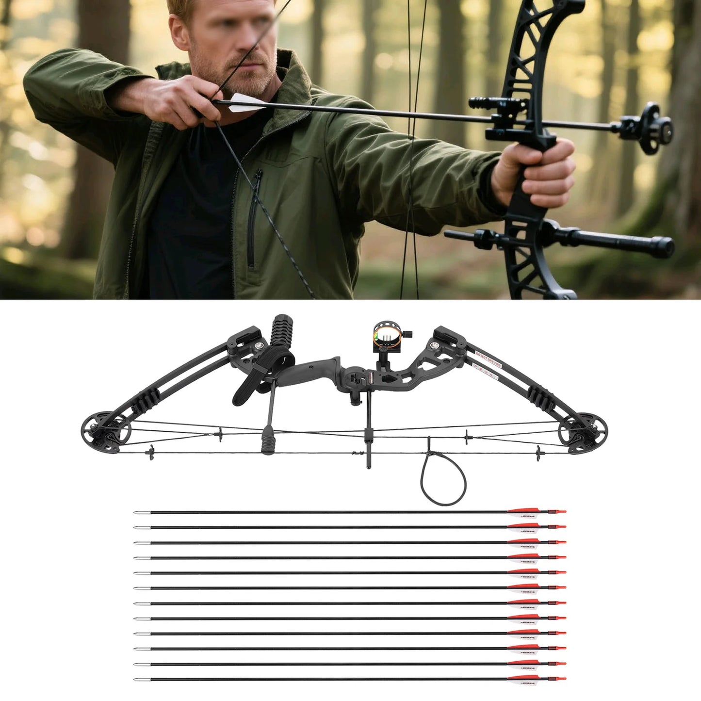 Right Handed Adjustable Compound Bow Kit For Adults And Teens