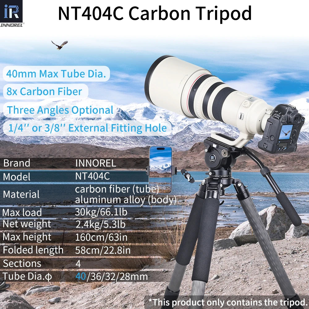 Innorel Heavy Duty Carbon Fiber Tripod For Professional Photography