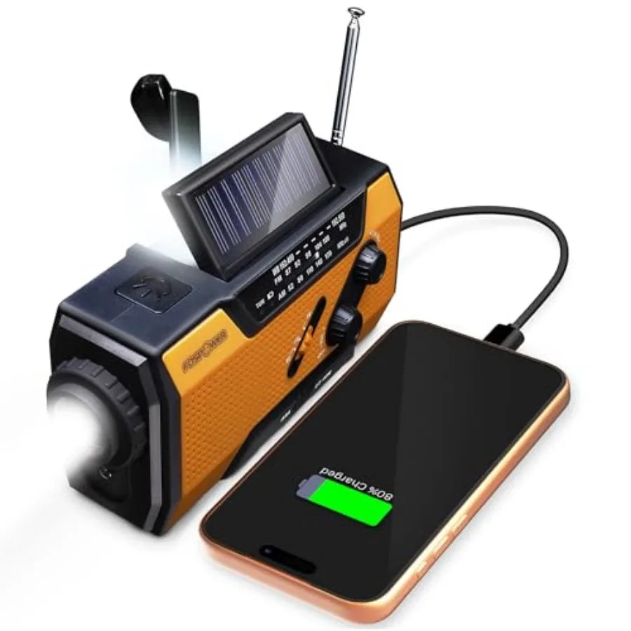 Emergency Weather Radio Hand Crank Solar Powered USB Power Bank