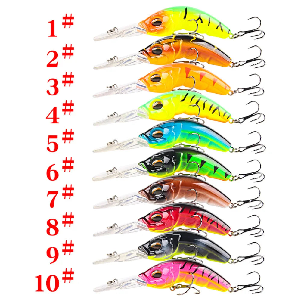 Deep Diving Minnow Crankbait Plastic Fishing Lures Hard Bait Kit