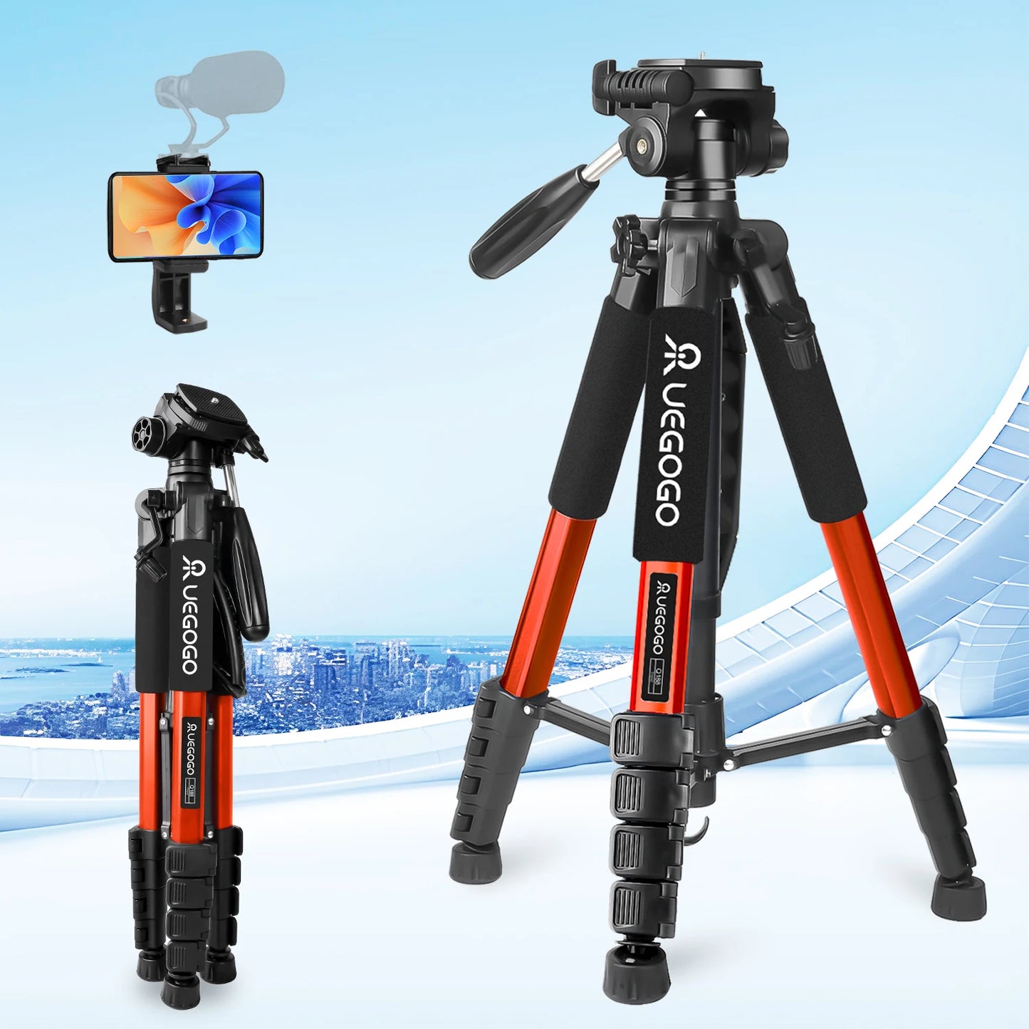 Uegogo Professional Aluminum Camera Tripod For DSLR Phone And Projectors