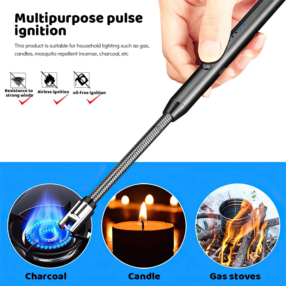 USB Rechargeable Electric Arc Lighter Windproof Flexible Neck Igniter
