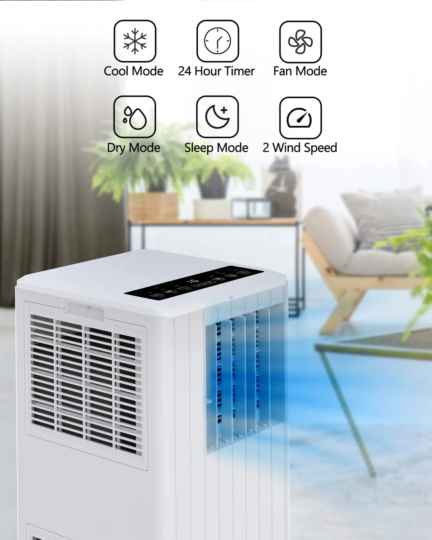 Portable 8000 BTU Air Conditioner With Cooling And Dehumidifier