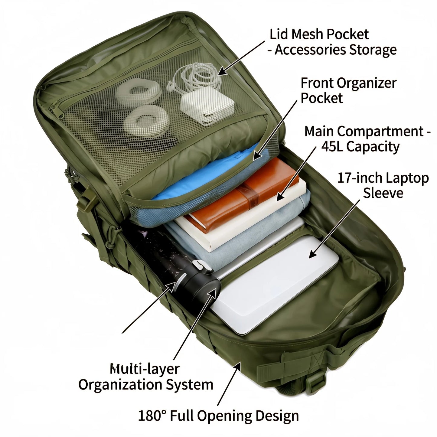 ReFire Gear Tactical Hunting Backpack Molle Storage Pack For Camping