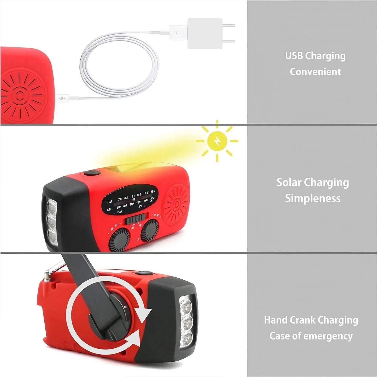 Solar Hand Crank Emergency Radio With Led Flashlight And Power Bank