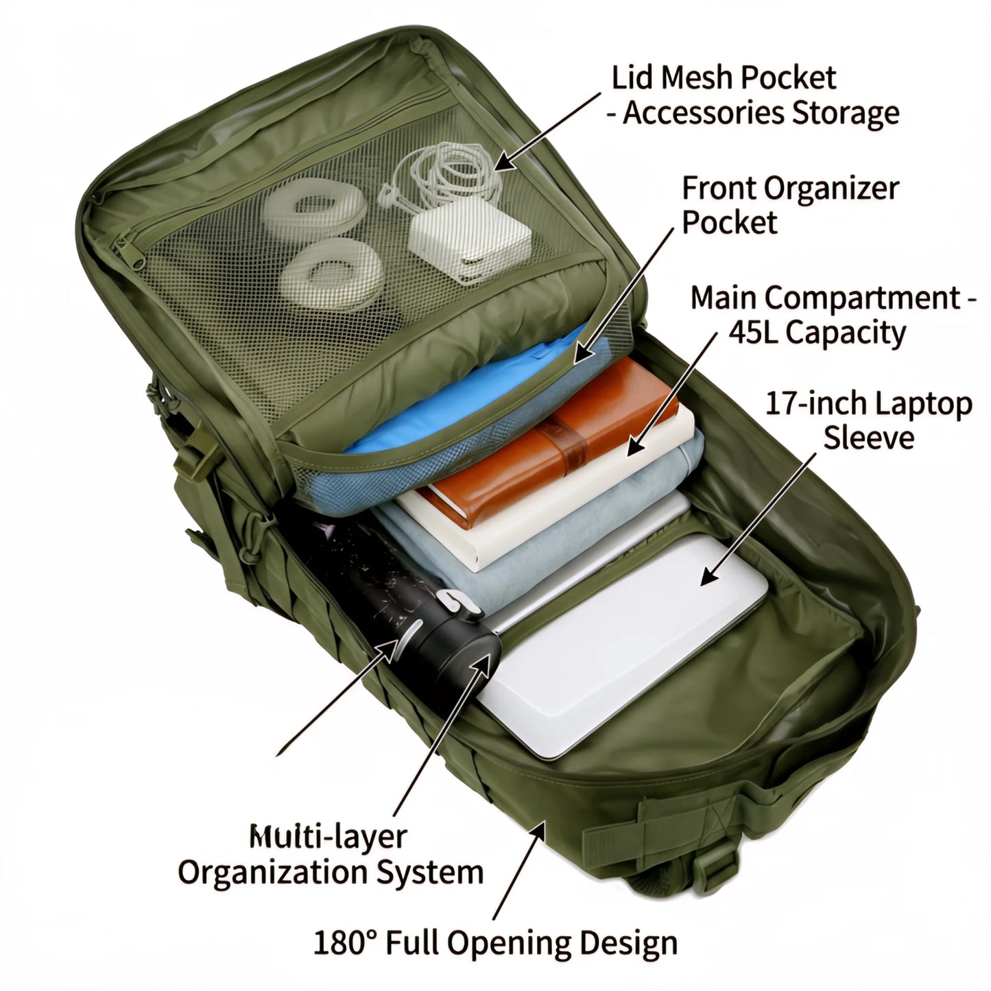 ReFire Gear Tactical Travel Backpack With Molle Multi Pockets
