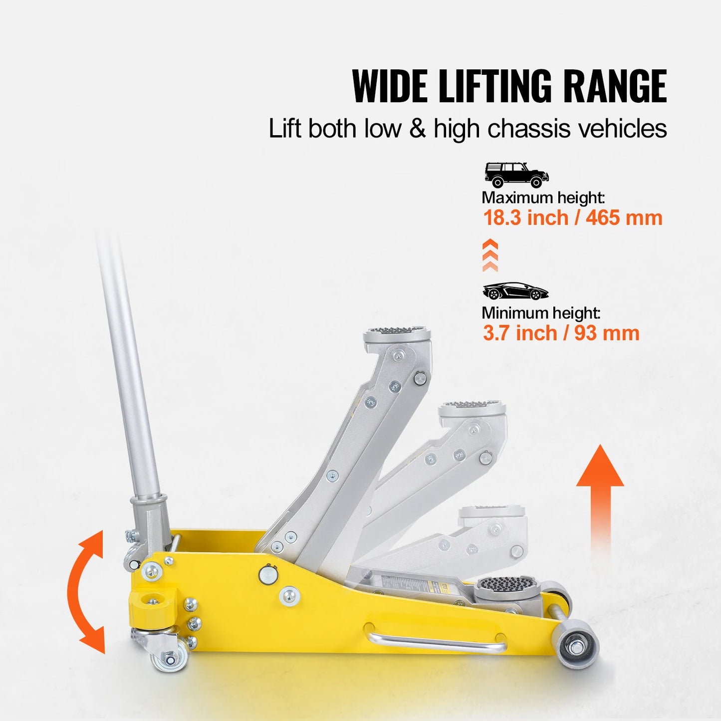 SucceBuy Aluminum Hydraulic Floor Jack With Dual Piston Lift Pump