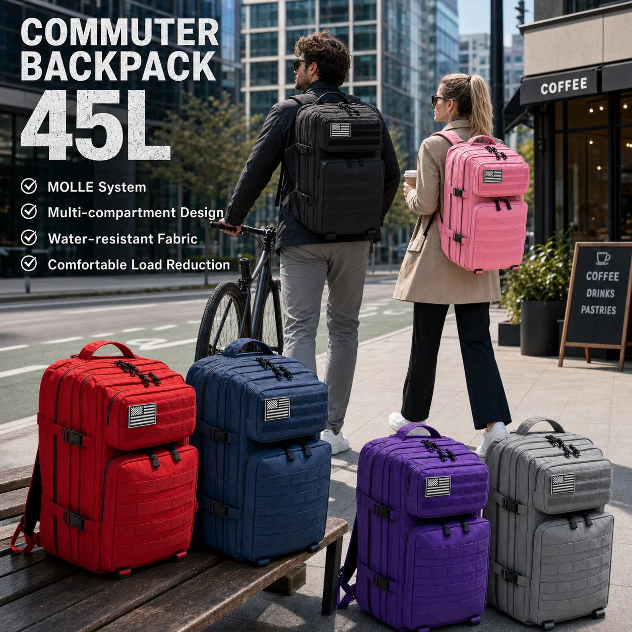 ReFire Gear Tactical Travel Backpack With Molle Multi Pockets