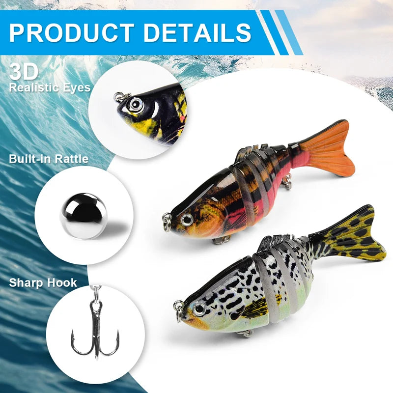 Jsfun Segmented Swimbait Fishing Lure With Treble Hooks