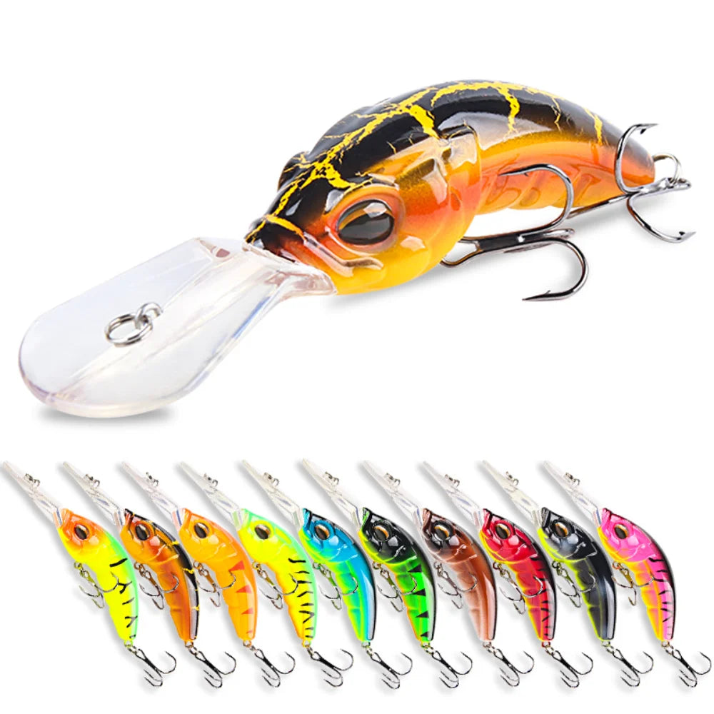 Deep Diving Minnow Crankbait Plastic Fishing Lures Hard Bait Kit