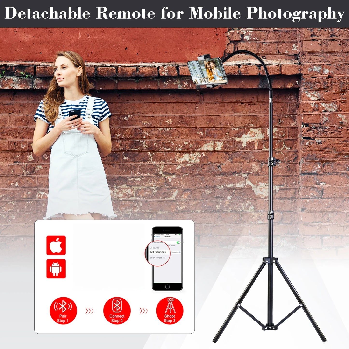 Professional Portable Aluminum Tripod With Flexible Hose And Wireless Remote