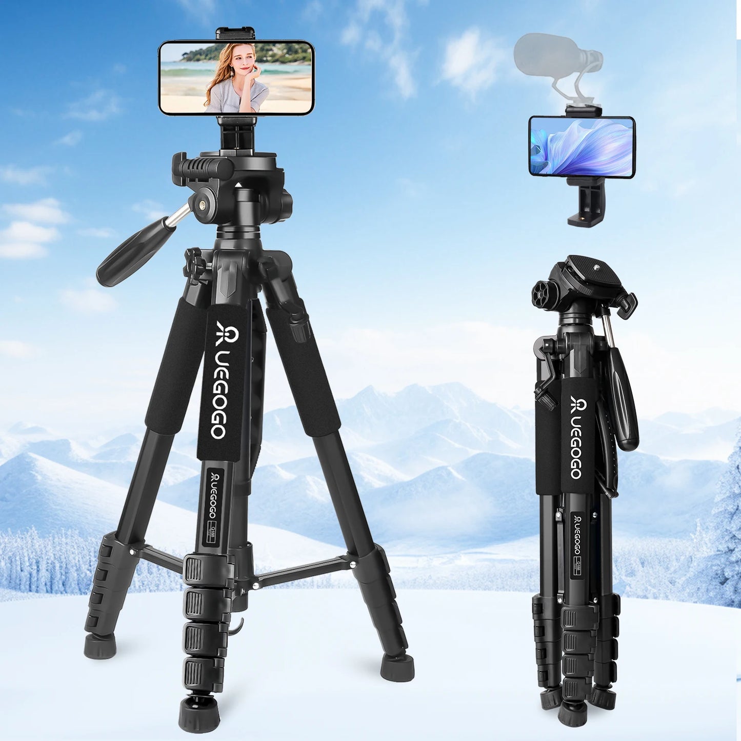Uegogo Professional Aluminum Camera Tripod For DSLR Phone And Projectors