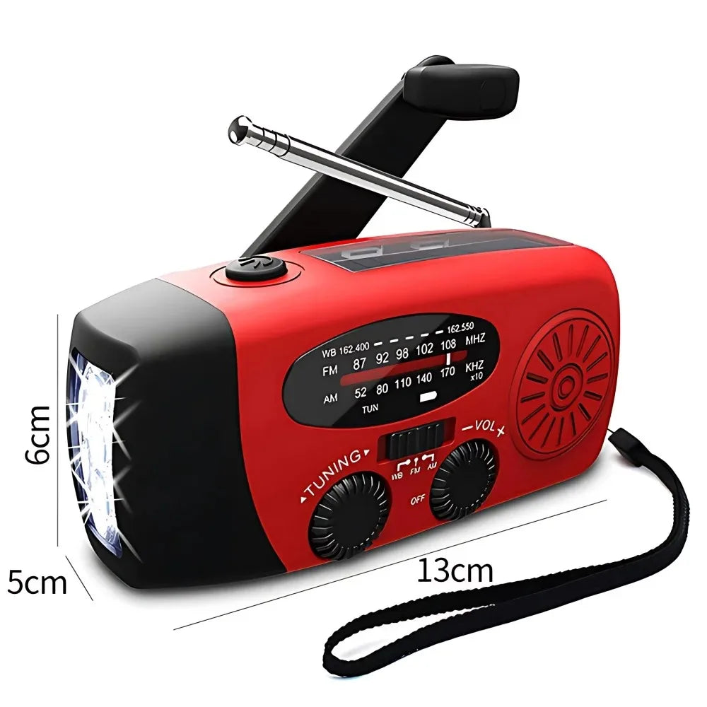 Solar Hand Crank Emergency Radio With Power Bank And Led Flashlight