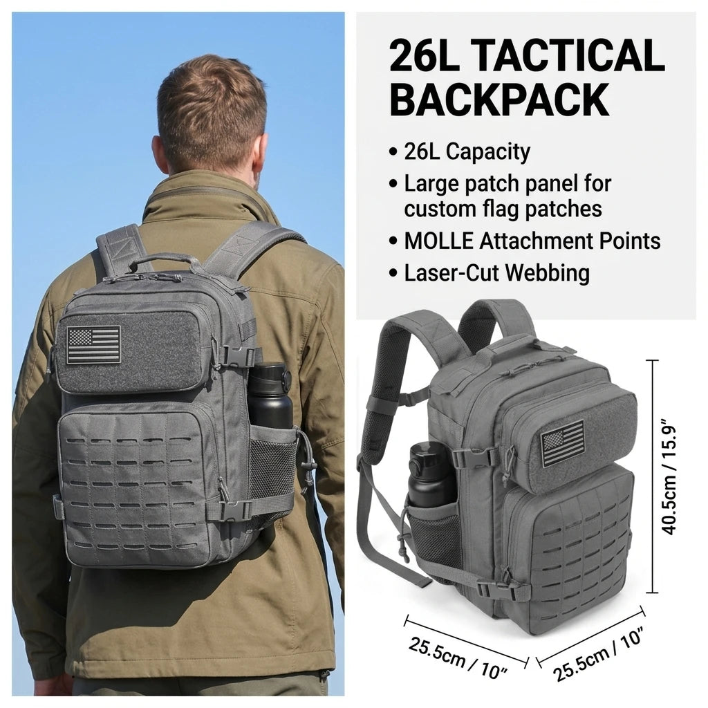 ReFire Gear Tactical Backpack Molle Hiking Rucksack with Cup Holders