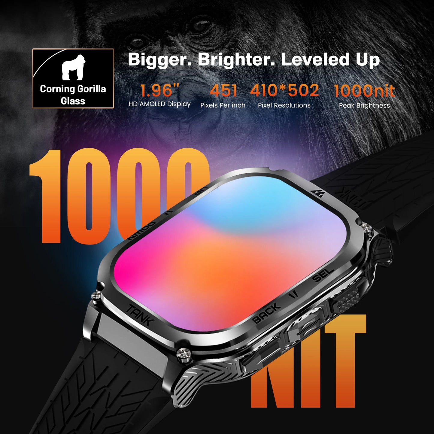 KOSPET Tank M3 Smartwatch Featuring AMOLED Display And Bluetooth