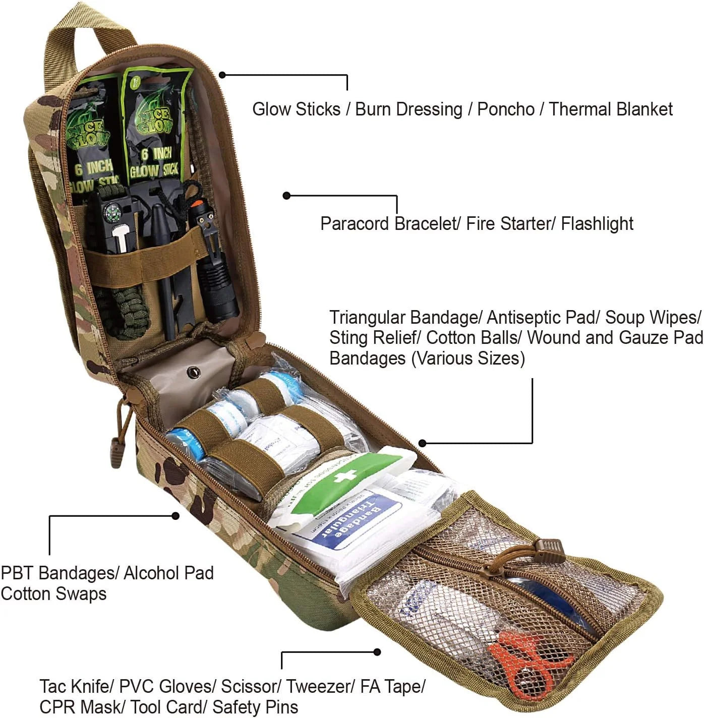 Professional Survival First Aid Kit With Molle Storage Bag