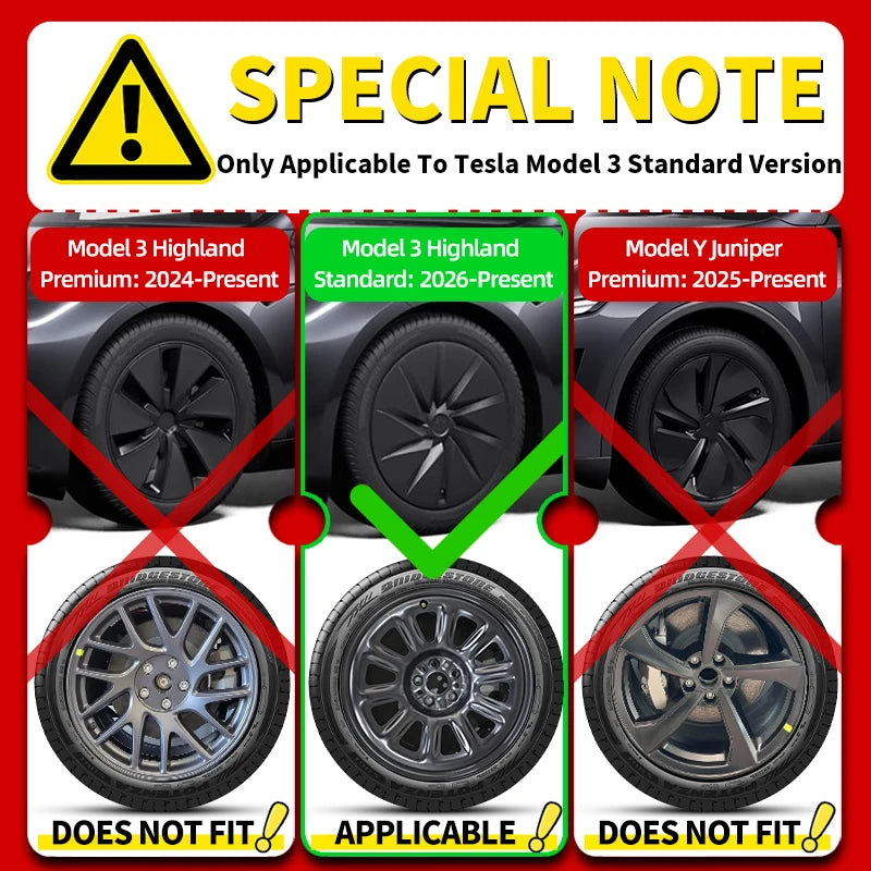 MOTENIO Cyclone Style Hub Caps For 2026 Tesla Model 3