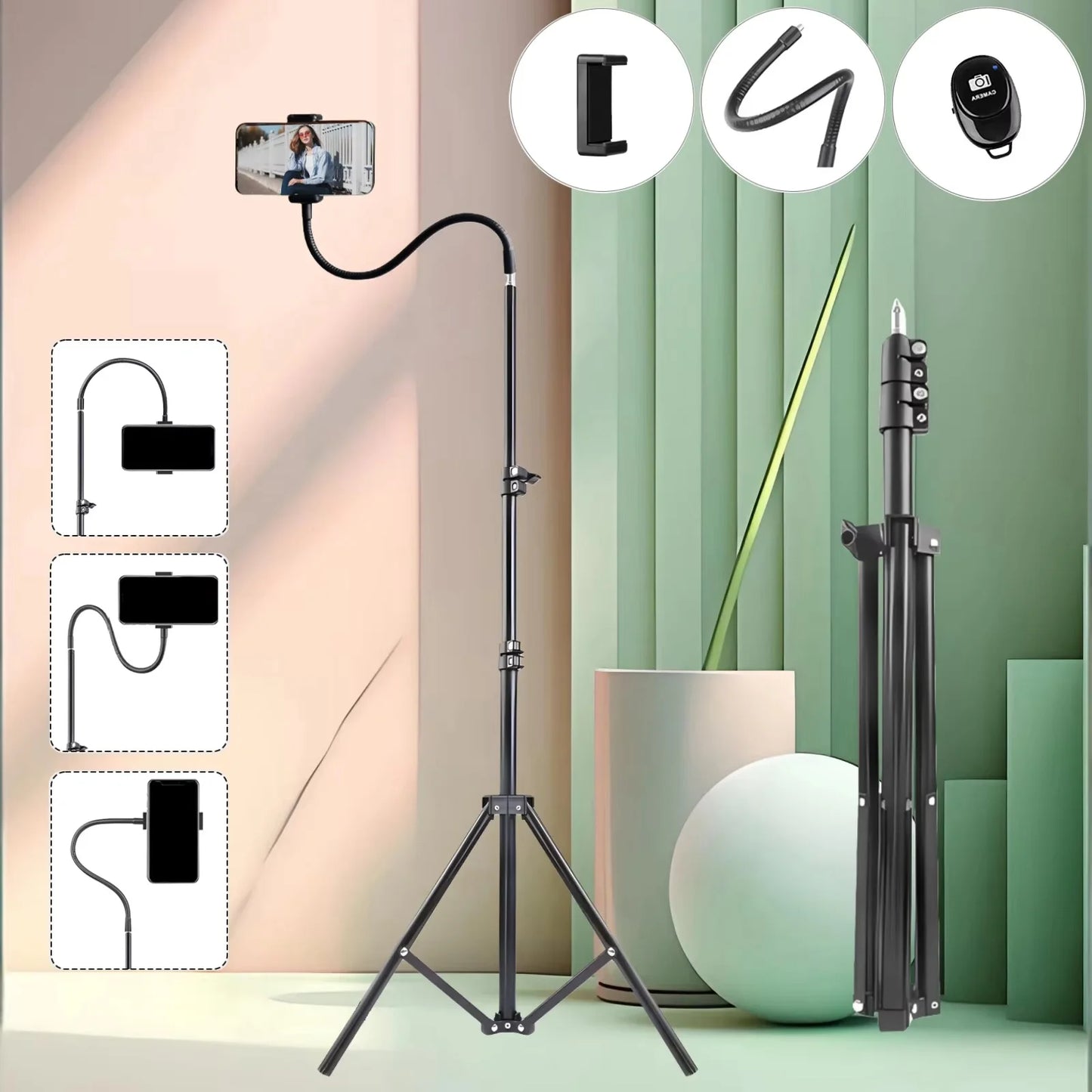 Professional Portable Aluminum Tripod With Flexible Hose And Wireless Remote
