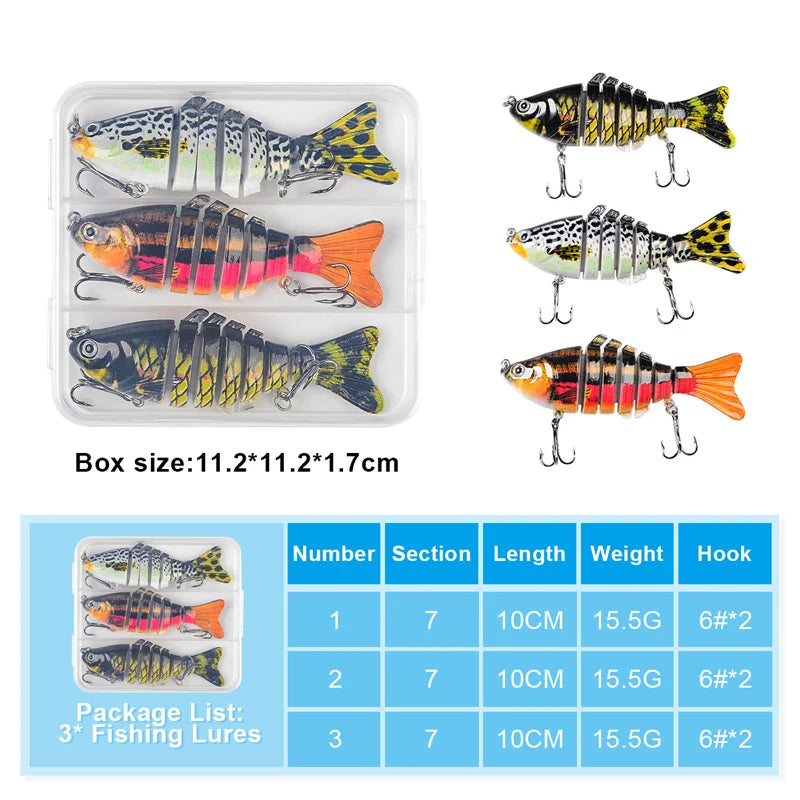 Jsfun Segmented Swimbait Fishing Lure With Treble Hooks