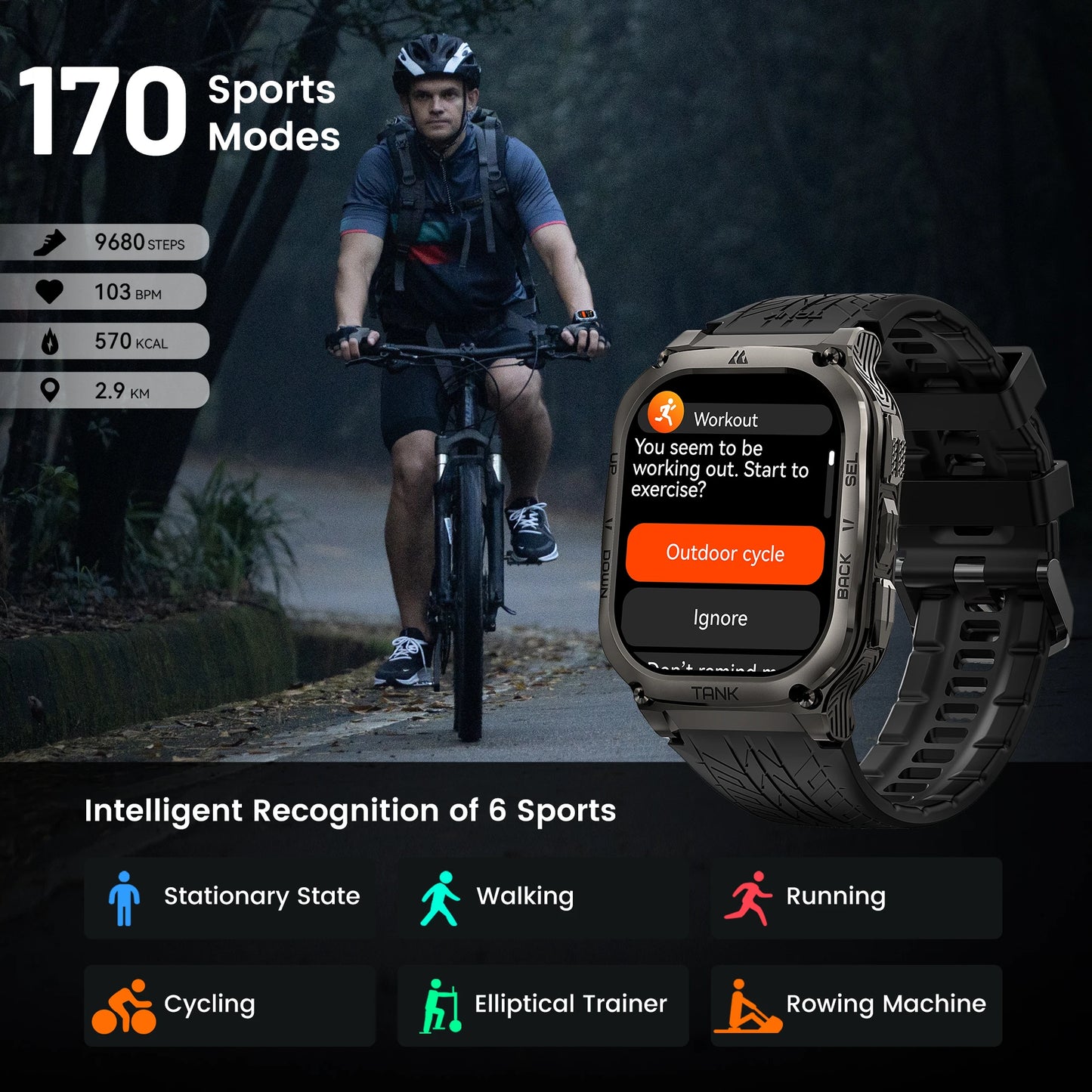 KOSPET Tank M3 Smartwatch Featuring AMOLED Display And Bluetooth