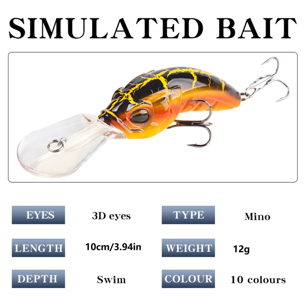 Deep Diving Minnow Crankbait Plastic Fishing Lures Hard Bait Kit