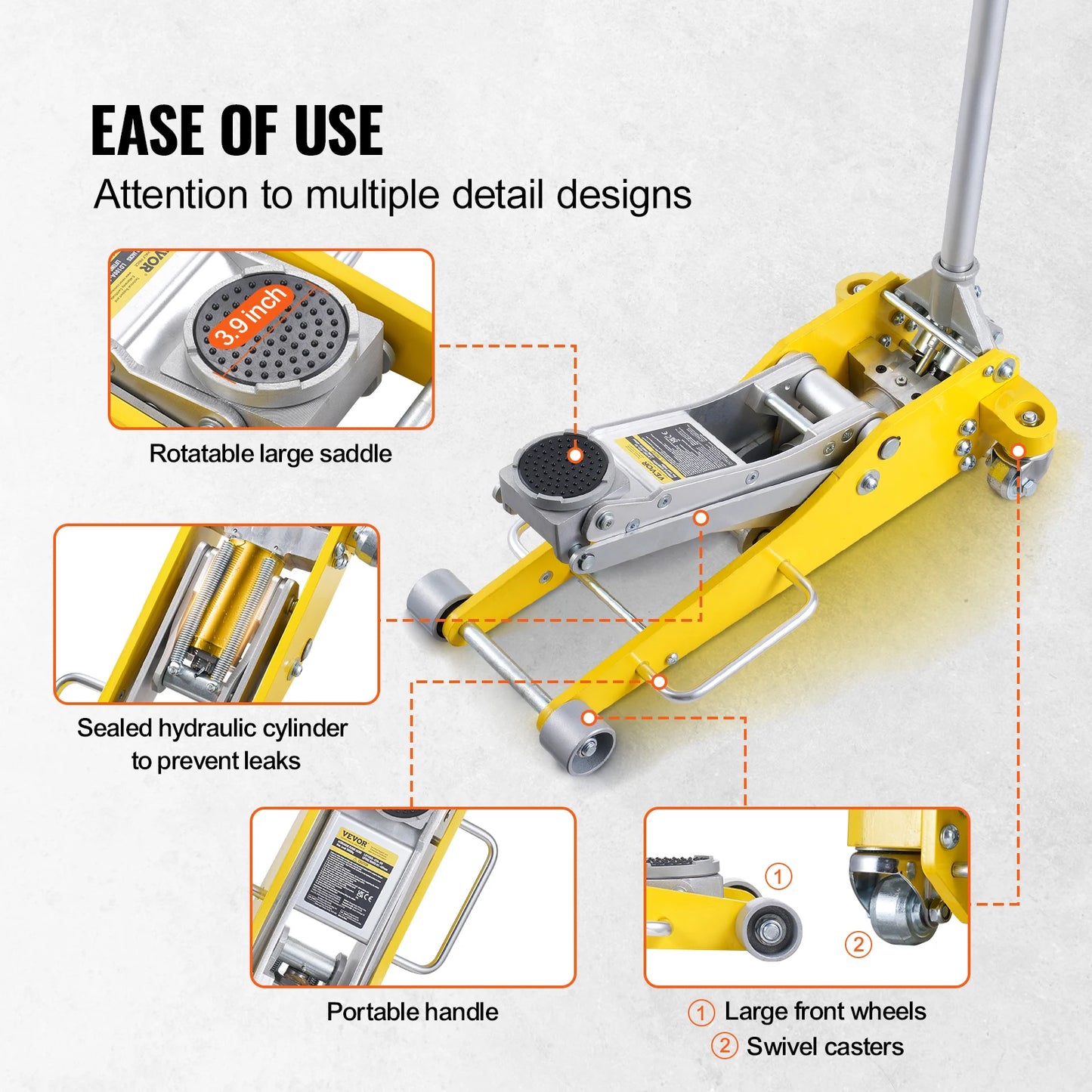 SucceBuy Aluminum Hydraulic Floor Jack With Dual Piston Lift Pump