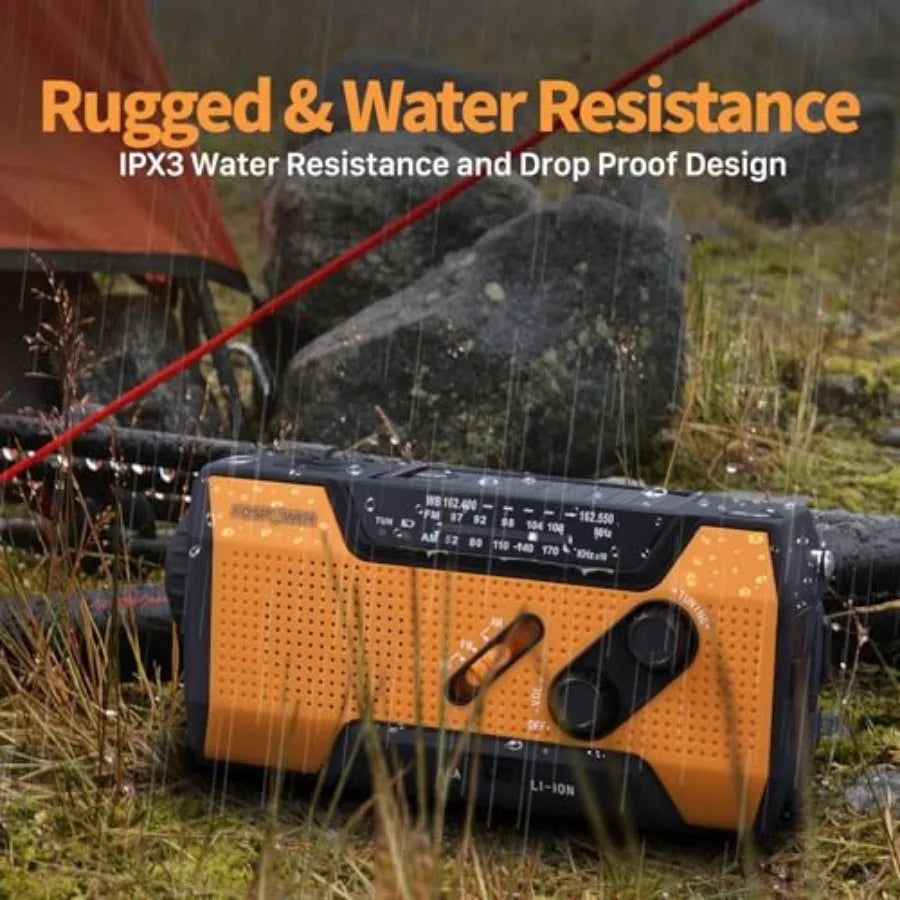 Emergency Weather Radio Hand Crank Solar Powered USB Power Bank