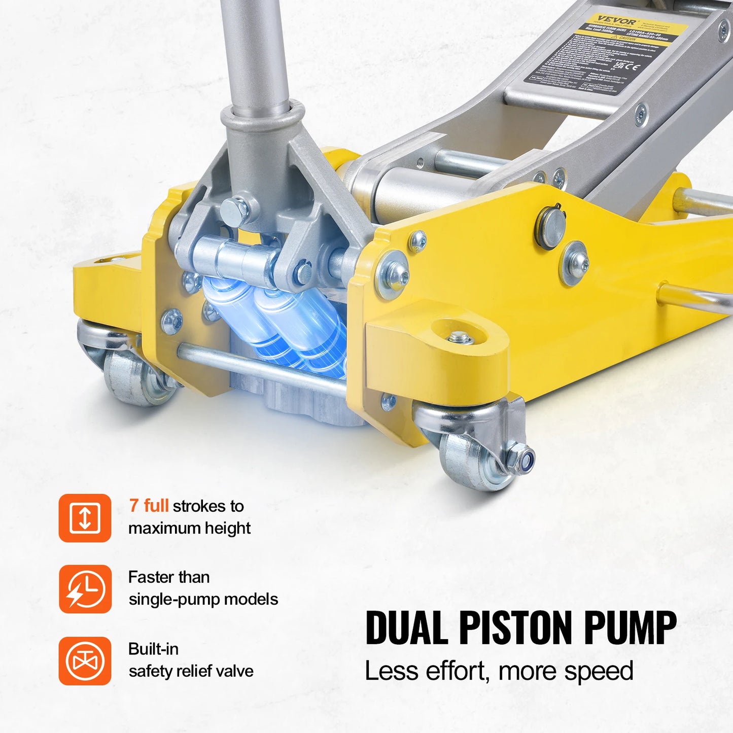 SucceBuy Aluminum Hydraulic Floor Jack With Dual Piston Lift Pump