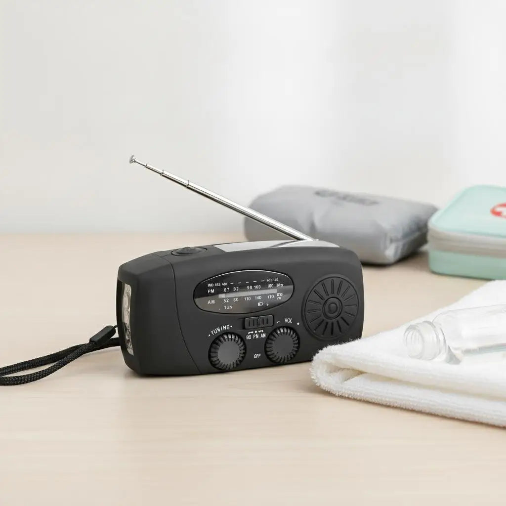 Solar Hand Crank Emergency Radio With Power Bank And Led Flashlight