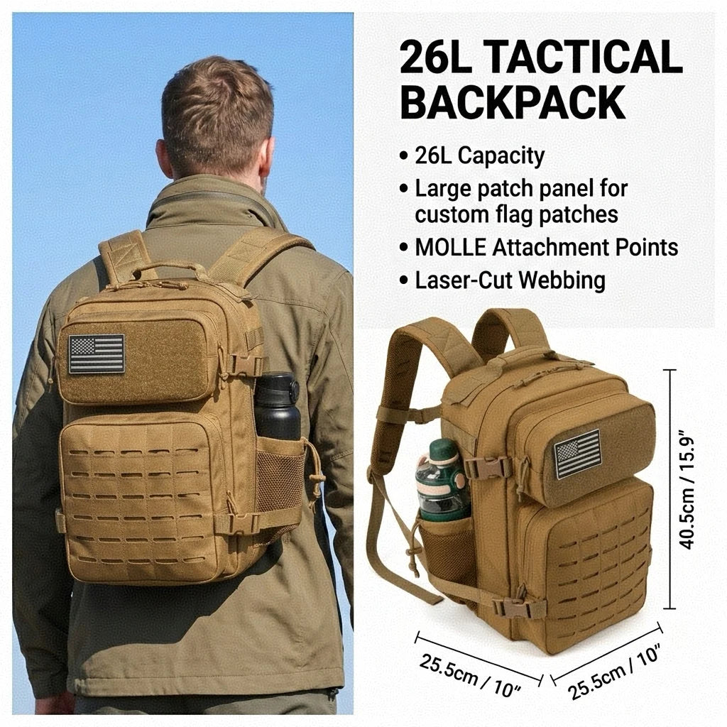 ReFire Gear Tactical Backpack Molle Hiking Rucksack with Cup Holders