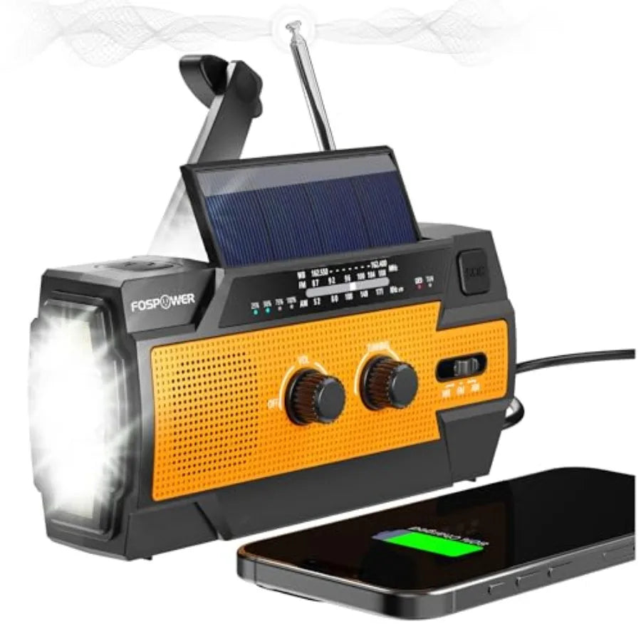 Emergency Weather Radio Hand Crank Solar Powered USB Power Bank