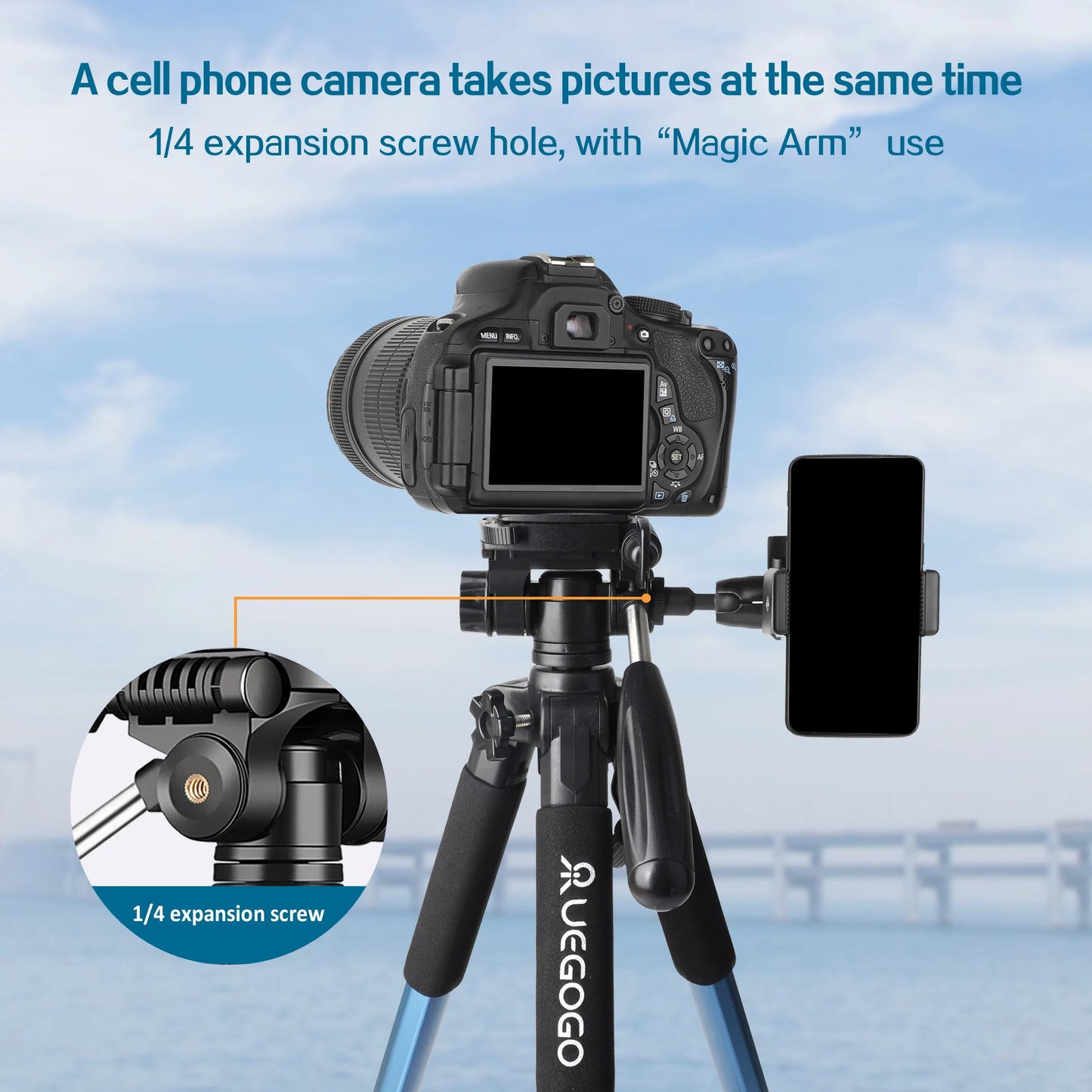 Uegogo Professional Aluminum Camera Tripod For DSLR Phone And Projectors