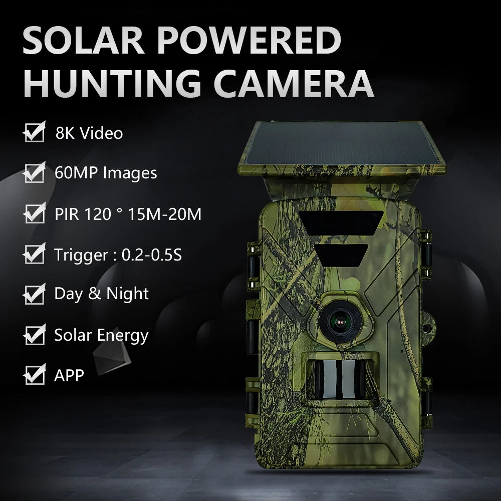 Fargarloo 8K Solar Trail Camera With Wifi Night Vision
