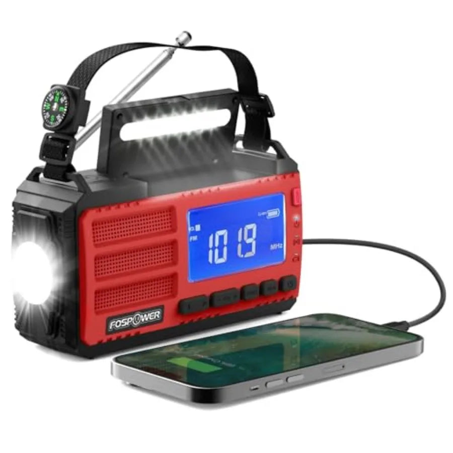 Emergency Weather Radio Hand Crank Solar Powered USB Power Bank